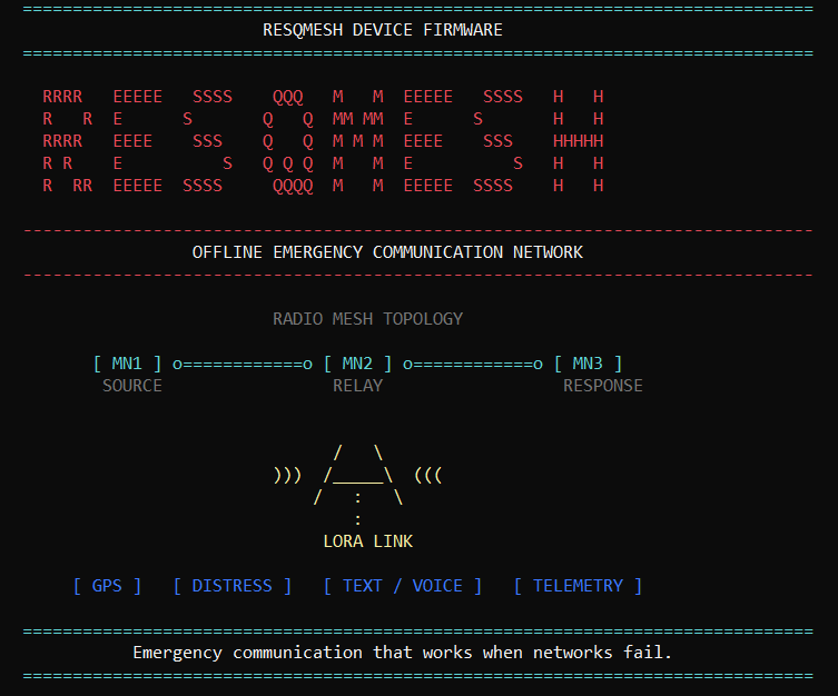 ResQMesh mesh node firmware status display